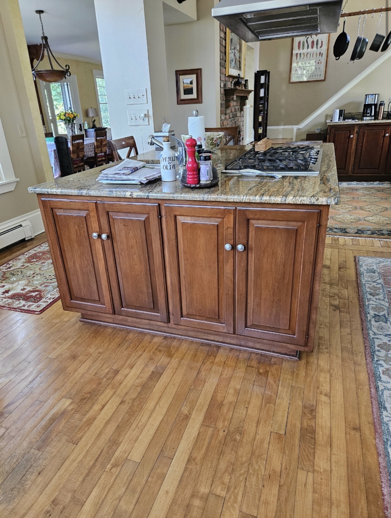 Wood kitchen island before painting